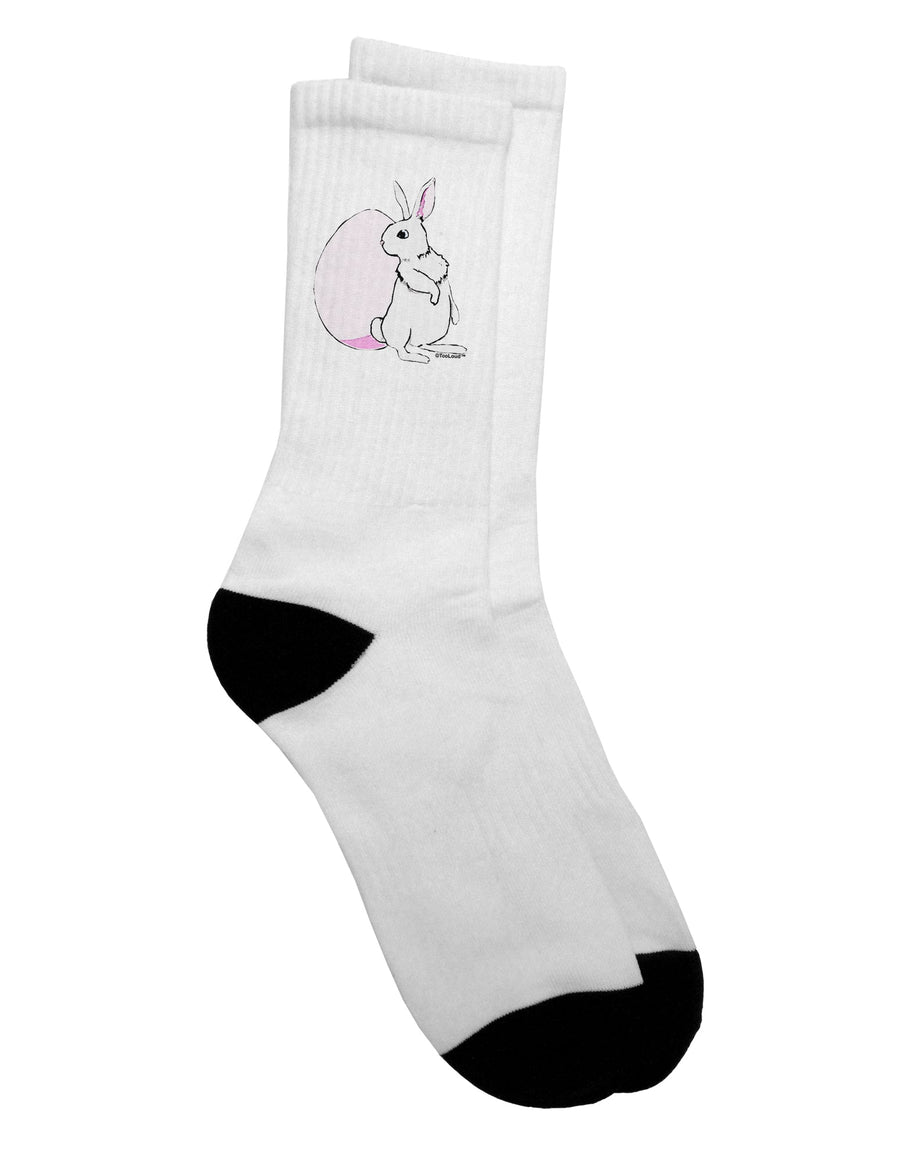 Easter-themed Adult Crew Socks with Bunny and Egg Design - by TooLoud-Socks-TooLoud-White-Ladies-4-6-Davson Sales