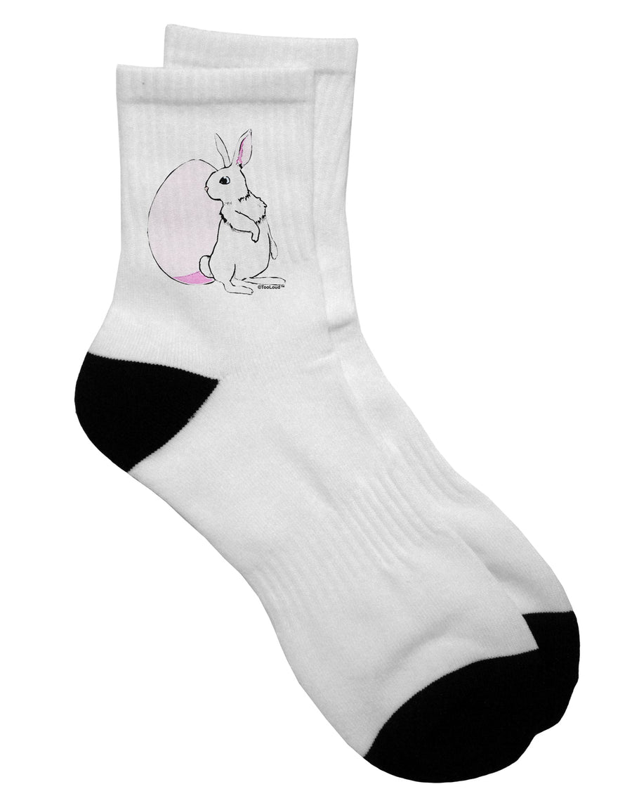 Easter-themed Adult Short Socks with Bunny and Egg Design - by TooLoud-Socks-TooLoud-White-Ladies-4-6-Davson Sales