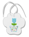 Easter Tulip Design - Blue Paw Print Shaped Ornament by TooLoud-Ornament-TooLoud-White-Davson Sales