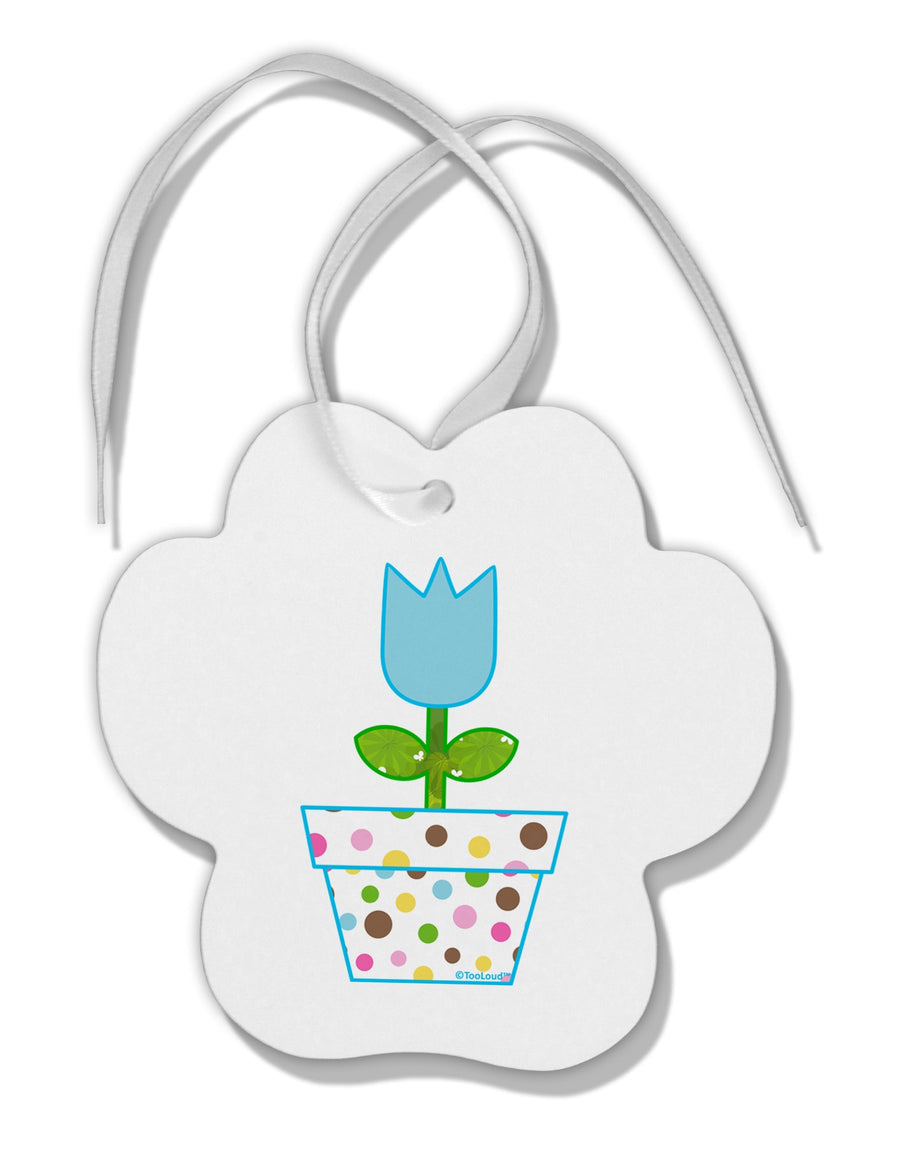 Easter Tulip Design - Blue Paw Print Shaped Ornament by TooLoud-Ornament-TooLoud-White-Davson Sales