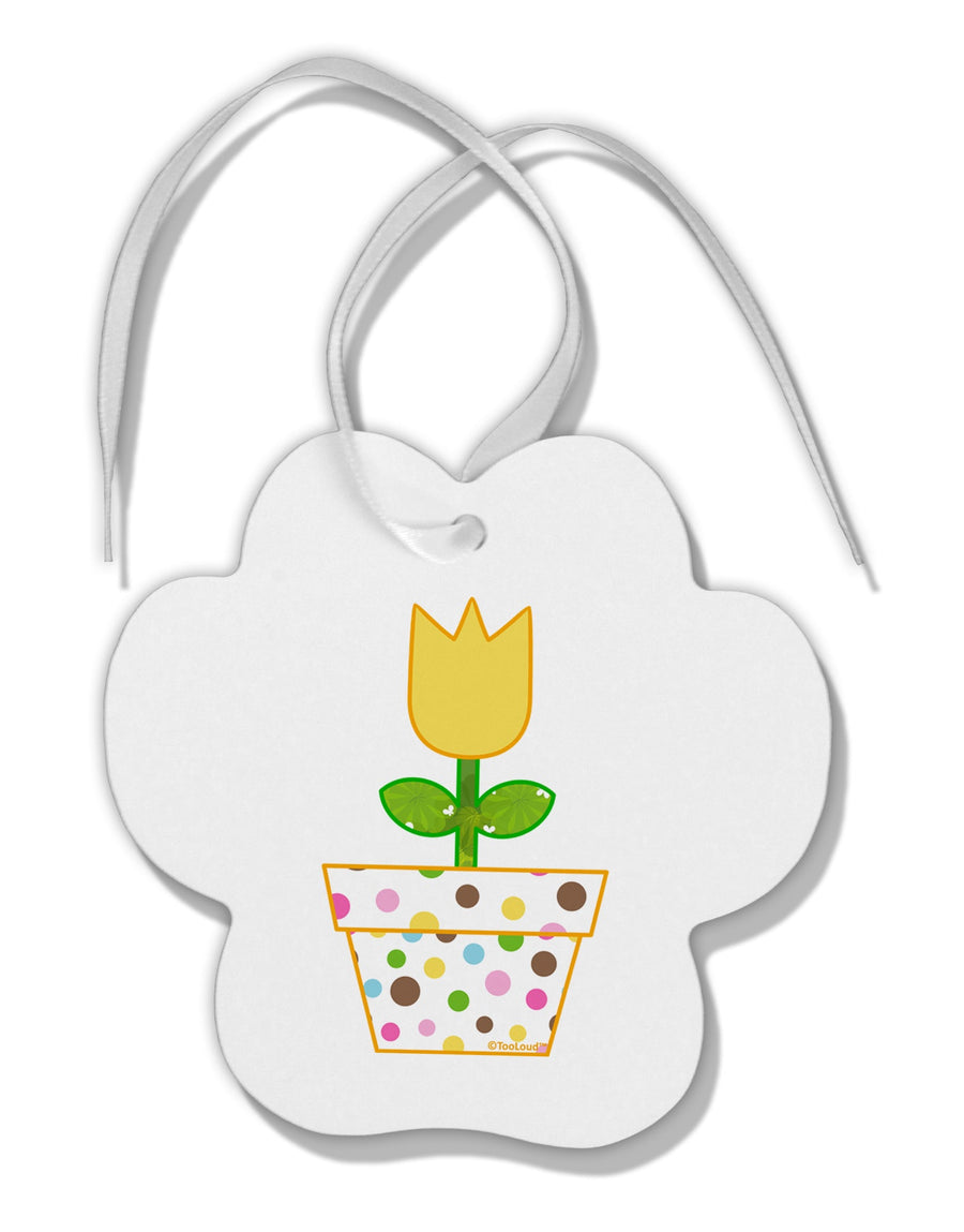 Easter Tulip Design - Yellow Paw Print Shaped Ornament by TooLoud-Ornament-TooLoud-White-Davson Sales