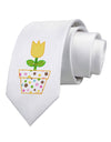Easter Tulip Design - Yellow Printed White Necktie by TooLoud