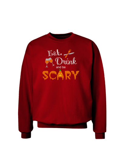 Eat Drink Scary Black Adult Dark Sweatshirt-Sweatshirts-TooLoud-Deep-Red-Small-Davson Sales