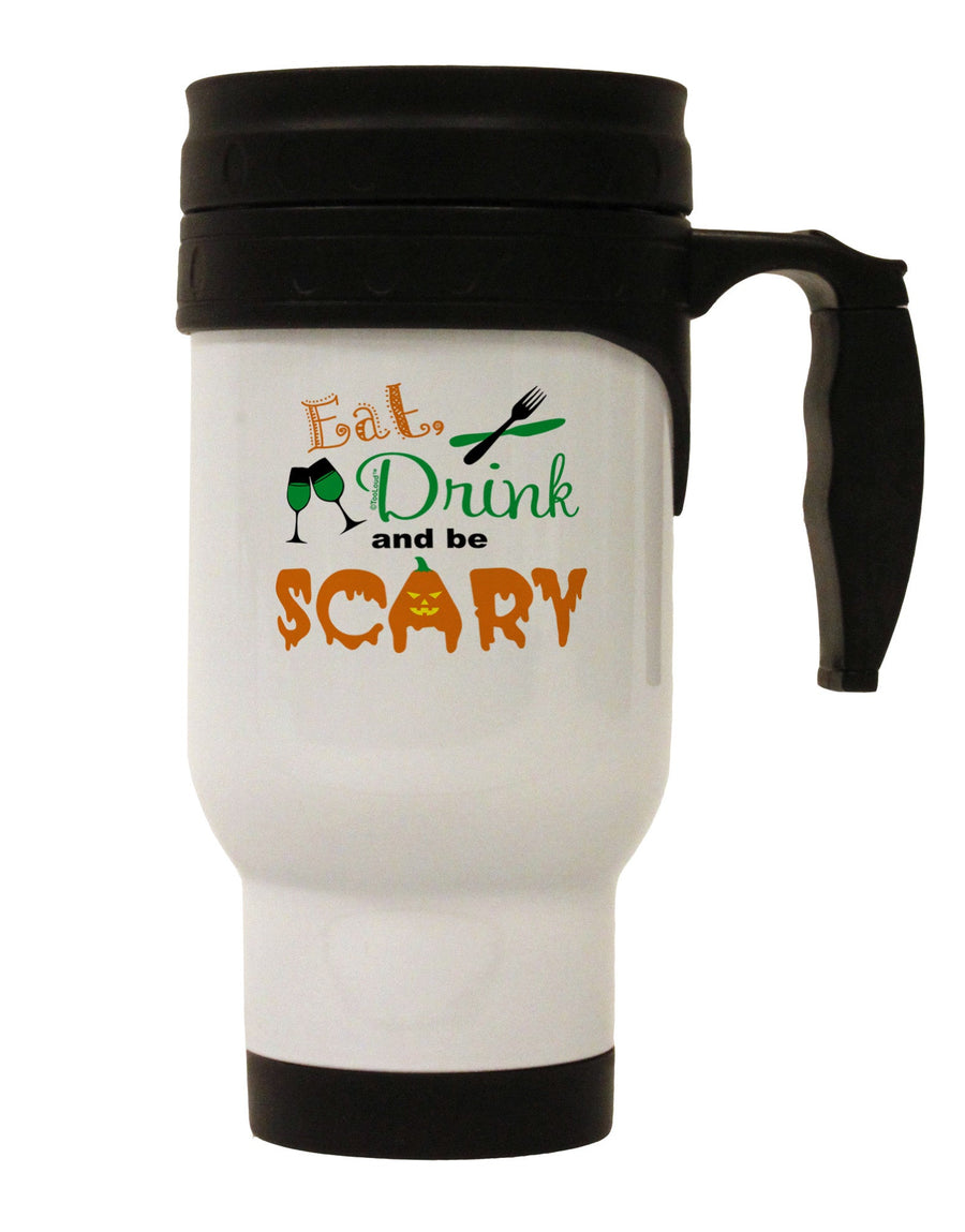 Eat Drink Scary Green Stainless Steel 14oz Travel Mug-Travel Mugs-TooLoud-White-Davson Sales