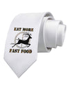 Eat More Fast Food - Deer Printed White Necktie