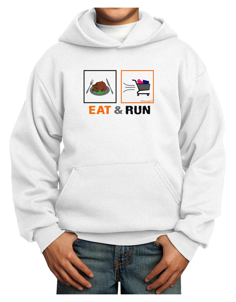 Eat & Run Black Friday Youth Hoodie Pullover Sweatshirt-Youth Hoodie-TooLoud-White-XS-Davson Sales