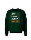 Eat Sleep Code Repeat Adult Dark Sweatshirt by TooLoud-Sweatshirts-TooLoud-Deep-Forest-Green-Small-Davson Sales