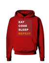 Eat Sleep Code Repeat Dark Hoodie Sweatshirt by TooLoud-Hoodie-TooLoud-Red-Small-Davson Sales