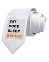 Eat Sleep Code Repeat Printed White Necktie by TooLoud