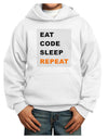 Eat Sleep Code Repeat Youth Hoodie Pullover Sweatshirt by TooLoud-Youth Hoodie-TooLoud-White-XS-Davson Sales