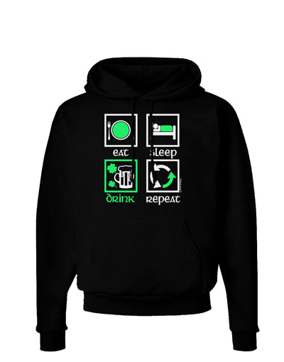 Eat Sleep Drink Green Beer Repeat Dark Hoodie Sweatshirt-Hoodie-TooLoud-Black-Small-Davson Sales