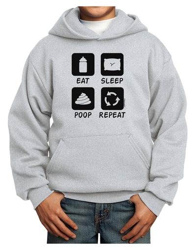 Eat Sleep Poop Repeat Youth Hoodie Pullover Sweatshirt-Youth Hoodie-TooLoud-Ash-XS-Davson Sales