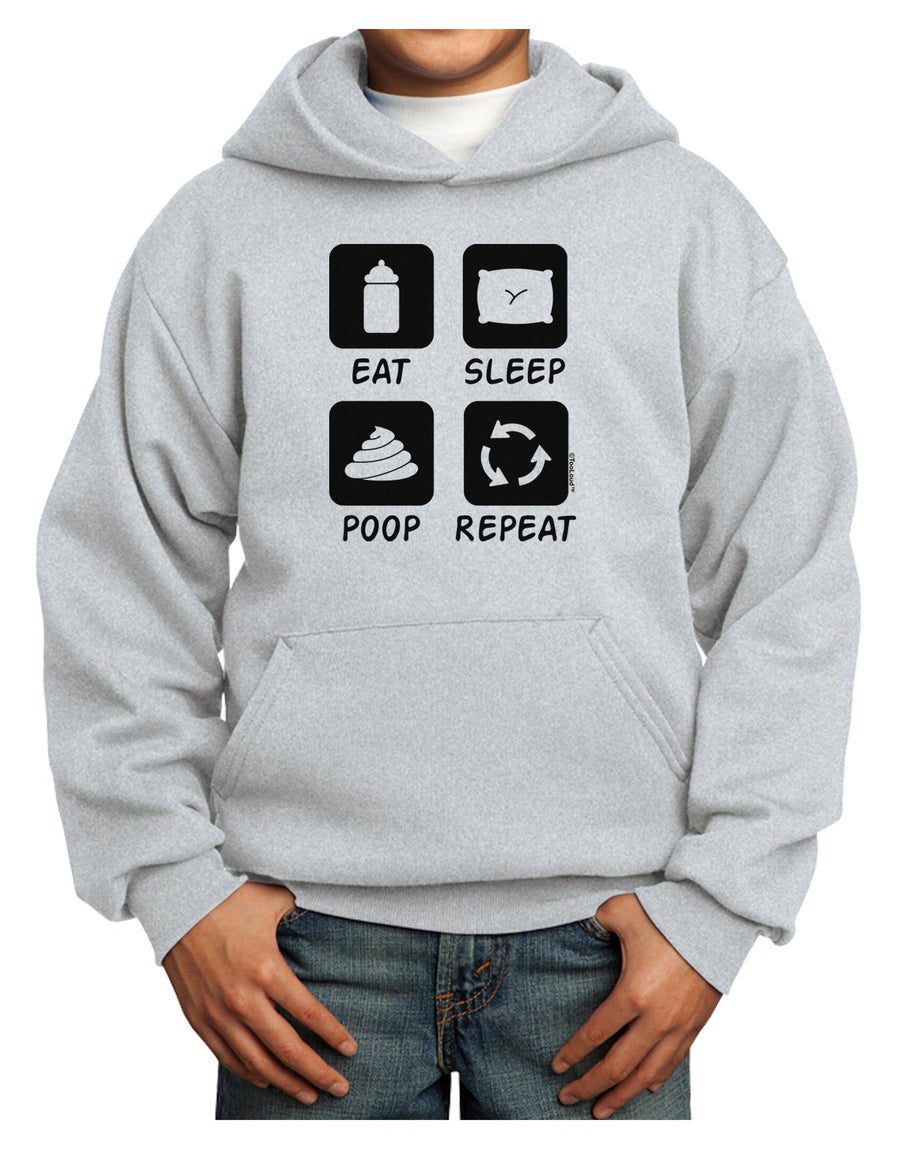 Eat Sleep Poop Repeat Youth Hoodie Pullover Sweatshirt-Youth Hoodie-TooLoud-White-XS-Davson Sales