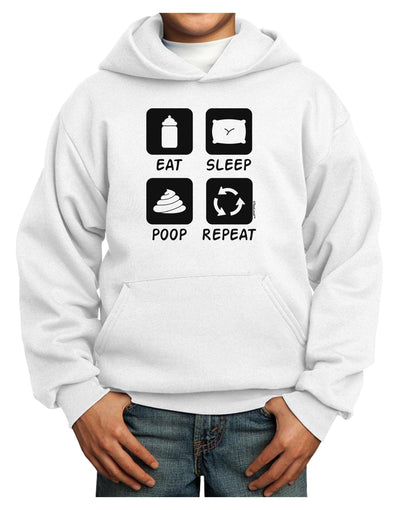 Eat Sleep Poop Repeat Youth Hoodie Pullover Sweatshirt-Youth Hoodie-TooLoud-White-XS-Davson Sales