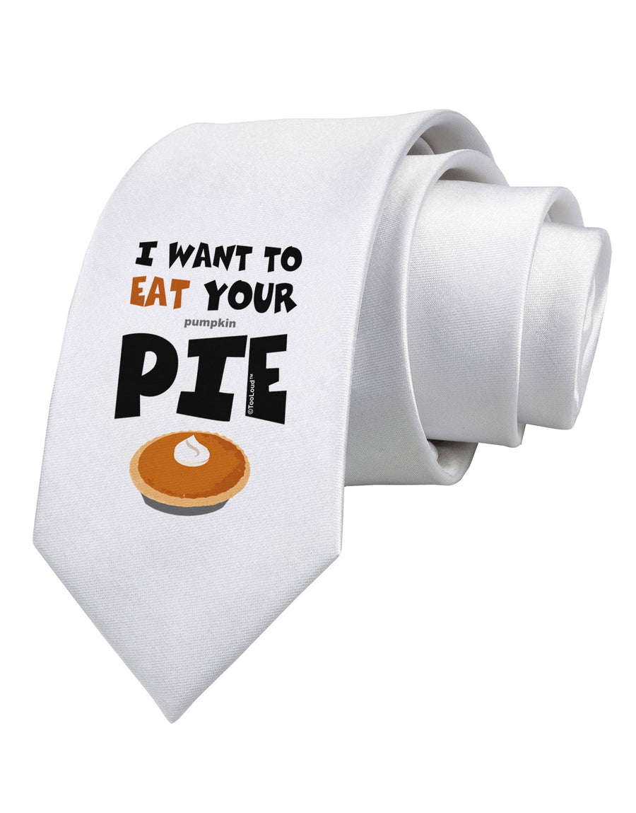 Eat Your Pie Printed White Necktie