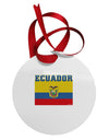 Ecuador Flag Circular Metal Ornament-Ornament-TooLoud-White-Davson Sales