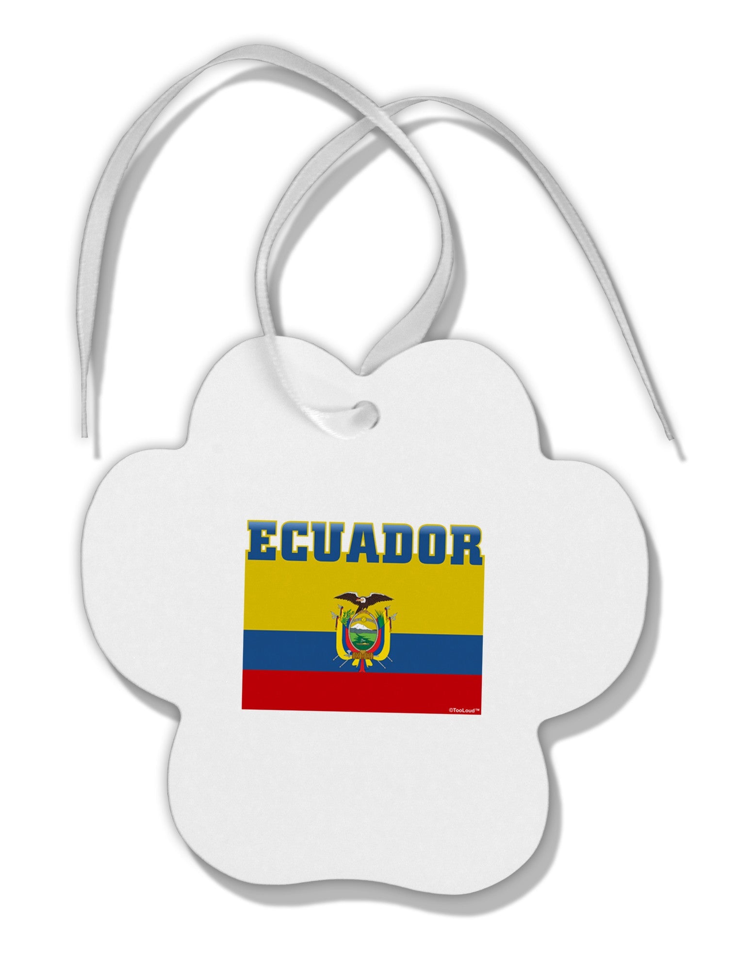 Ecuador Flag Paw Print Shaped Ornament-Ornament-TooLoud-White-Davson Sales