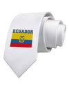 Ecuador Flag Printed White Necktie