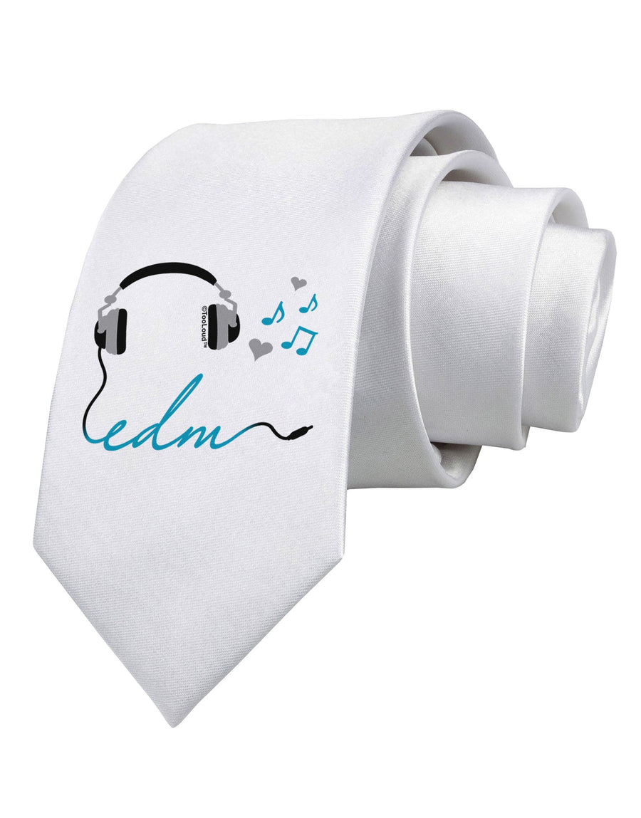 EDM Cord Blue Printed White Necktie