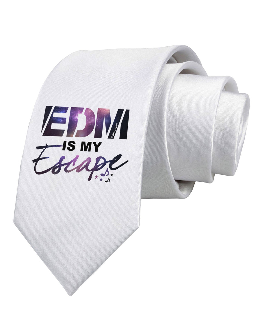 EDM Is My Escape Printed White Necktie