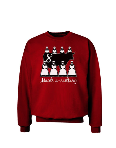 Eight Maids A Milking Text Adult Dark Sweatshirt-Sweatshirts-TooLoud-Deep-Red-Small-Davson Sales