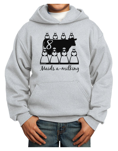 Eight Maids A Milking Text Youth Hoodie Pullover Sweatshirt-Youth Hoodie-TooLoud-Ash-XS-Davson Sales