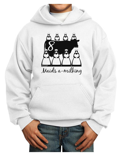 Eight Maids A Milking Text Youth Hoodie Pullover Sweatshirt-Youth Hoodie-TooLoud-White-XS-Davson Sales