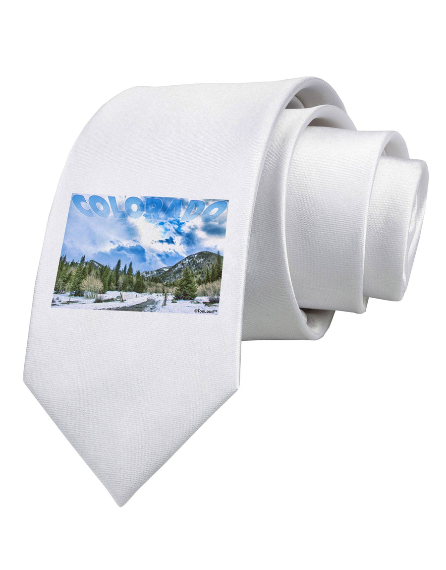 El Dora CO with Text Printed White Necktie