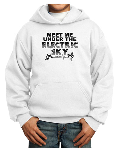 Electric Sky BnW Youth Hoodie Pullover Sweatshirt-Youth Hoodie-TooLoud-White-XS-Davson Sales