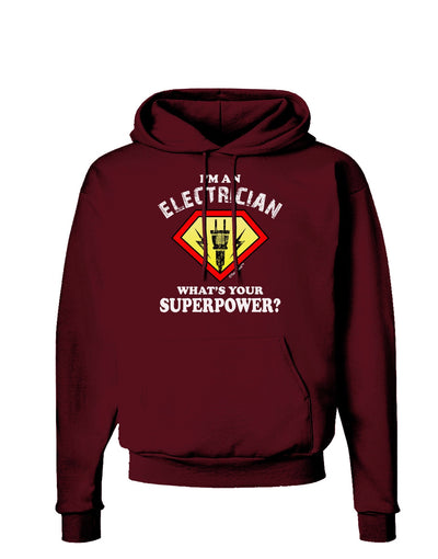 Electrician - Superpower Dark Hoodie Sweatshirt-Hoodie-TooLoud-Maroon-Small-Davson Sales