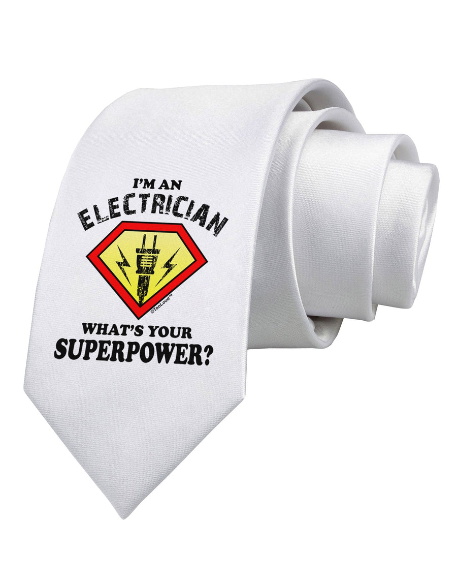 Electrician - Superpower Printed White Necktie