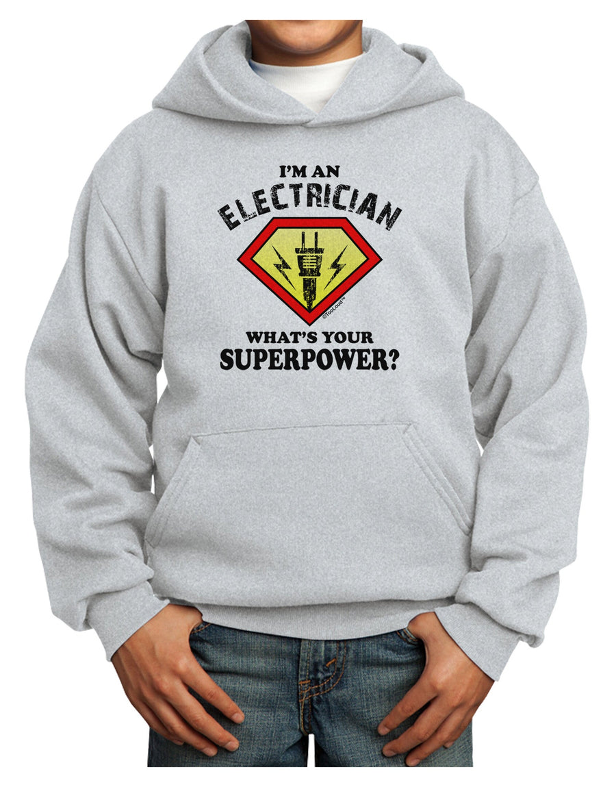 Electrician - Superpower Youth Hoodie Pullover Sweatshirt-Youth Hoodie-TooLoud-White-XS-Davson Sales