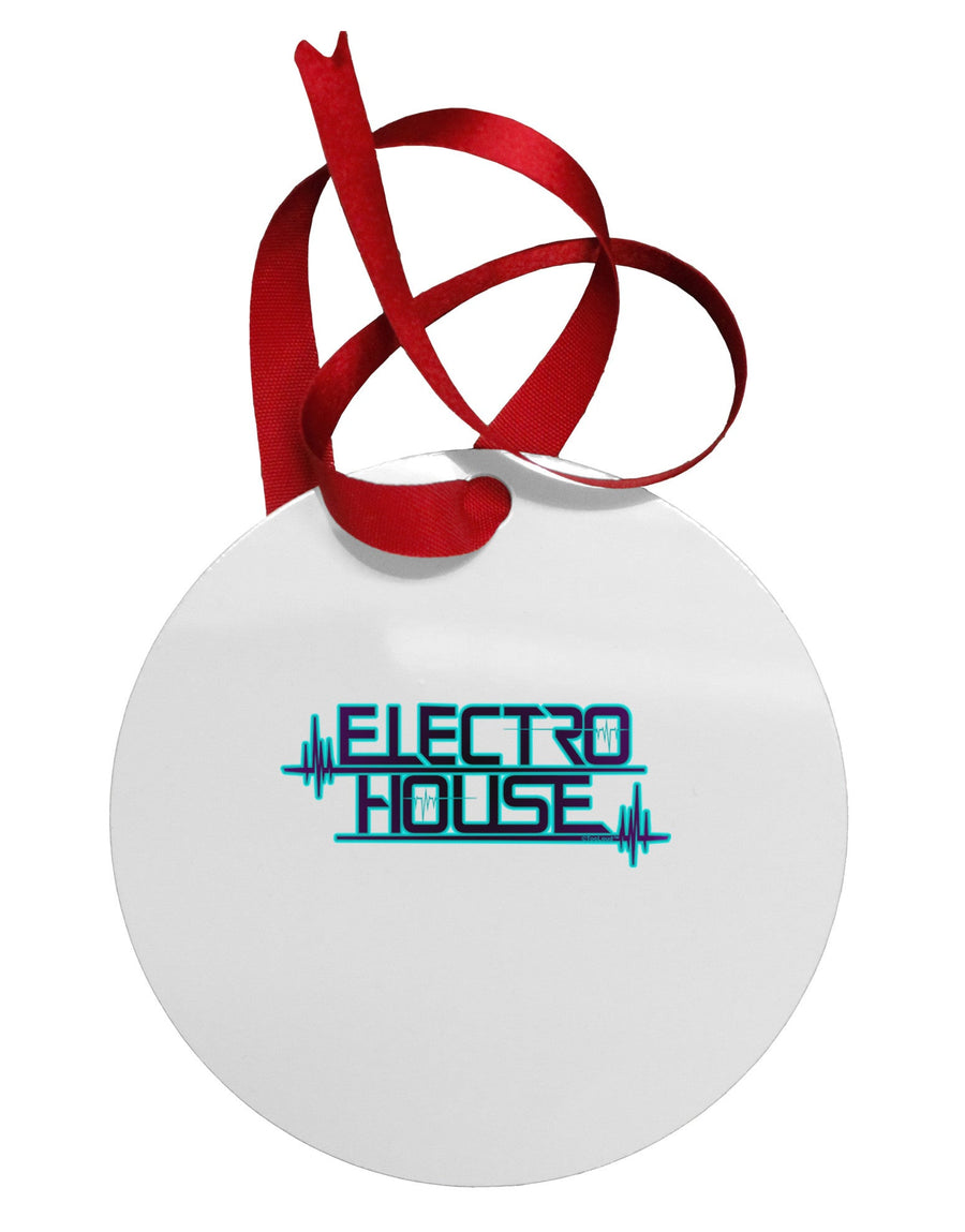 Electro House Bolt Circular Metal Ornament-Ornament-TooLoud-White-Davson Sales