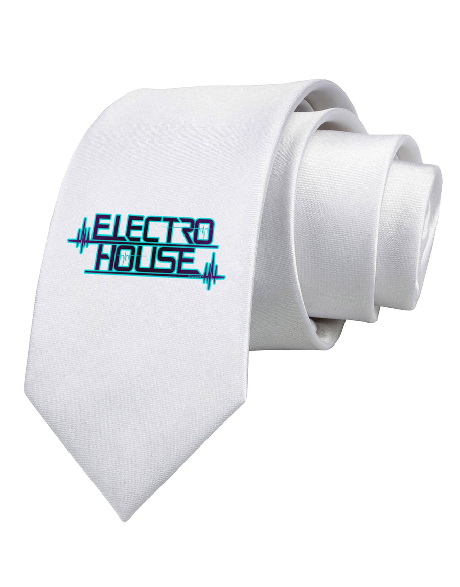 Electro House Bolt Printed White Necktie