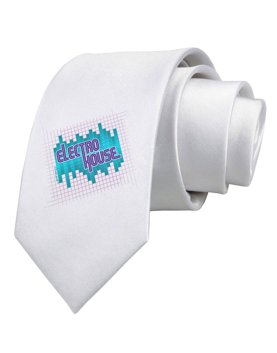 Electro House Equalizer Printed White Necktie