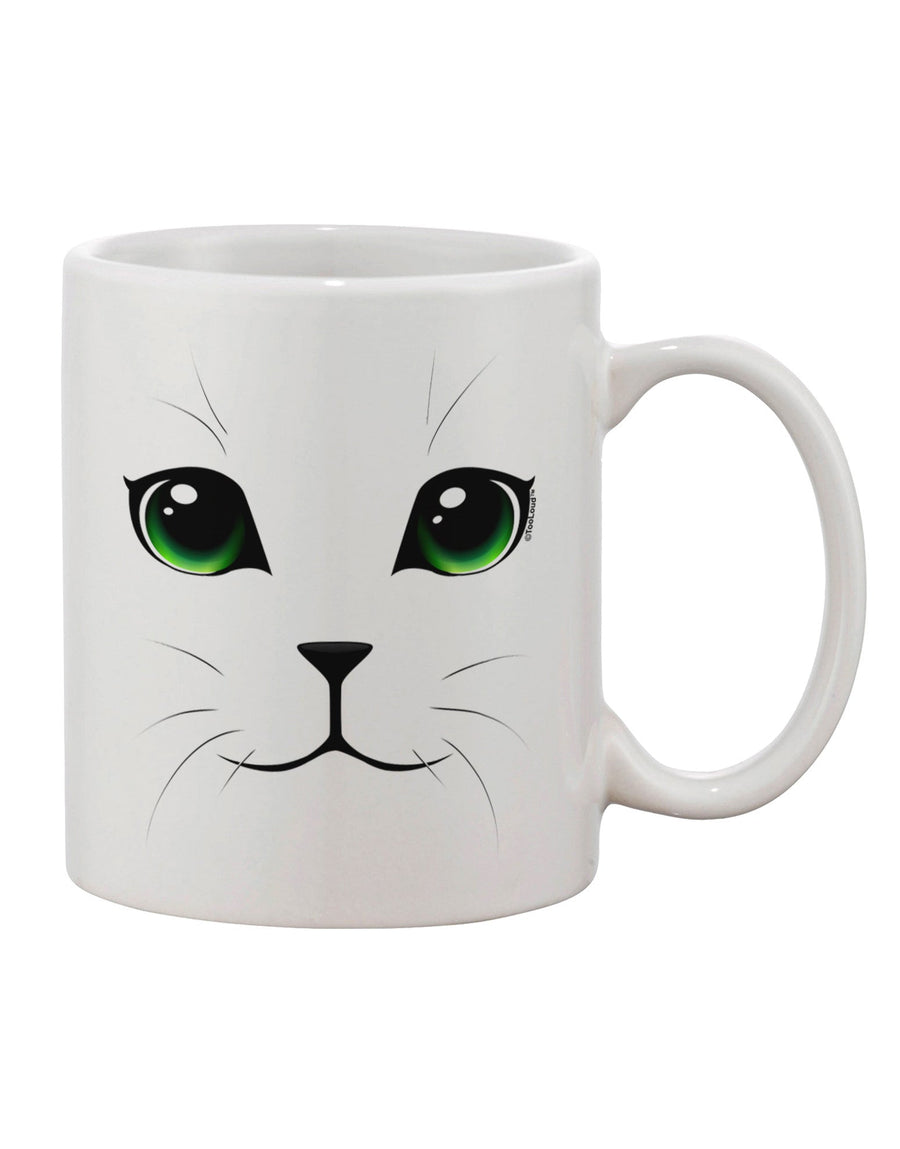 Elegant and Charming 11 oz Coffee Mug with Green-Eyed Cute Cat Face Print - TooLoud-11 OZ Coffee Mug-TooLoud-White-Davson Sales