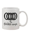 Elegant and Festive Five Golden Rings Text Printed 11 oz Coffee Mug - TooLoud-11 OZ Coffee Mug-TooLoud-White-Davson Sales