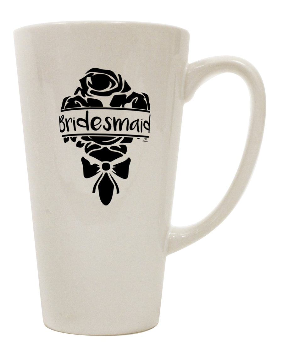 Elegant Bridesmaid Bouquet Silhouette 16 Ounce Conical Latte Coffee Mug - Expertly Crafted Drinkware-Conical Latte Mug-TooLoud-Davson Sales