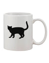 Elegant Cat Silhouette Printed 11 oz Coffee Mug - Expertly Crafted by TooLoud-11 OZ Coffee Mug-TooLoud-White-Davson Sales