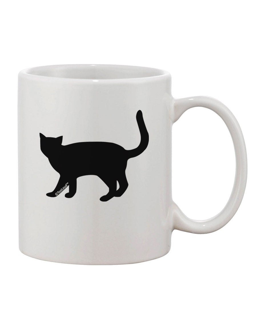 Elegant Cat Silhouette Printed 11 oz Coffee Mug - Expertly Crafted by TooLoud-11 OZ Coffee Mug-TooLoud-White-Davson Sales