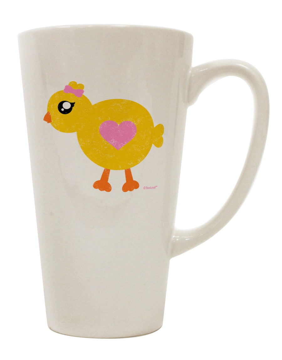 Elegant Chick with Bow - Artistic Crayon Style 16 Ounce Conical Latte Coffee Mug by TooLoud-Conical Latte Mug-TooLoud-White-Davson Sales