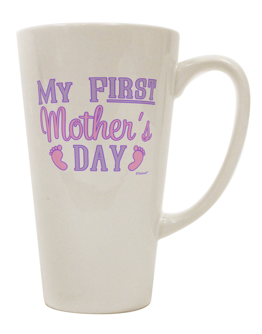 Elegant Commemoration of Motherhood - Baby Feet Design - Delicate Pink 16 Ounce Conical Latte Coffee Mug by TooLoud-Conical Latte Mug-TooLoud-White-Davson Sales