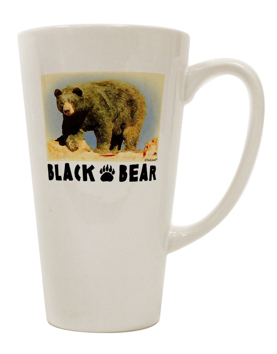 Elegant Conical Latte Coffee Mug with Black Bear Watercolor Design - Perfect for Coffee Enthusiasts - TooLoud-Conical Latte Mug-TooLoud-White-Davson Sales