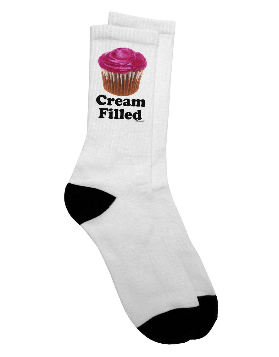 Elegant Cream-Filled Pink Cupcake Design Adult Crew Socks - TooLoud-Socks-TooLoud-White-Ladies-4-6-Davson Sales