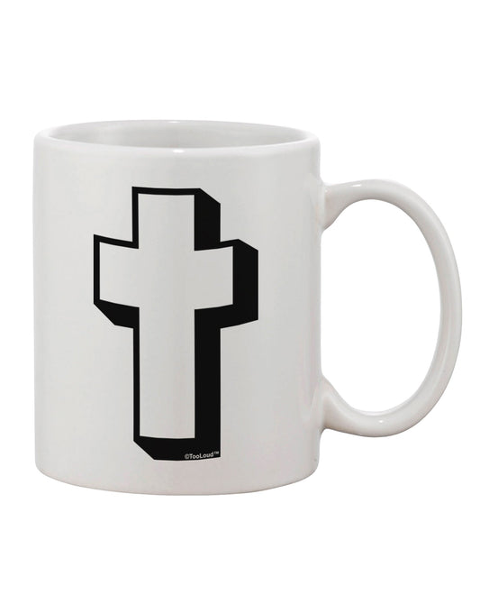 Elegant Cross Patterned Black 11 oz Coffee Mug - Expertly Crafted by TooLoud-11 OZ Coffee Mug-TooLoud-White-Davson Sales