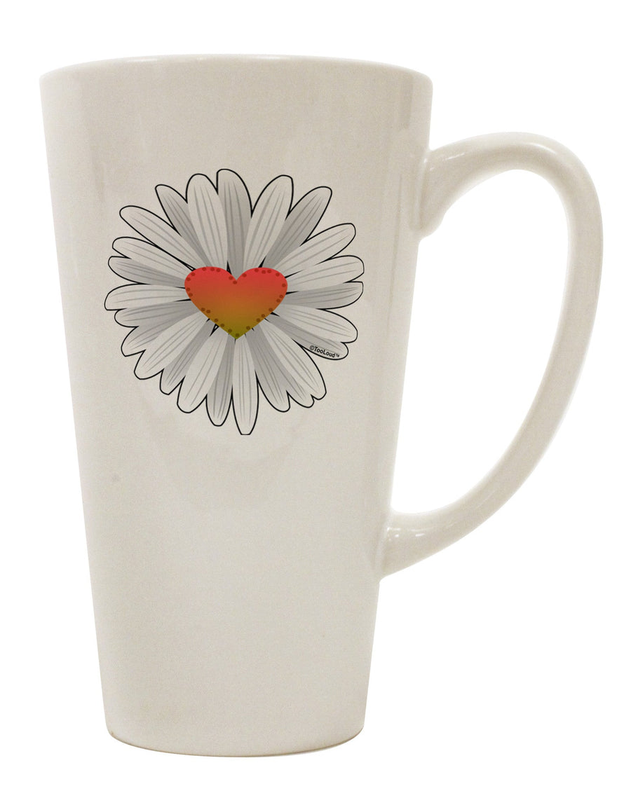 Elegant Daisy Heart 16 Ounce Conical Latte Coffee Mug - TooLoud-Conical Latte Mug-TooLoud-Davson Sales