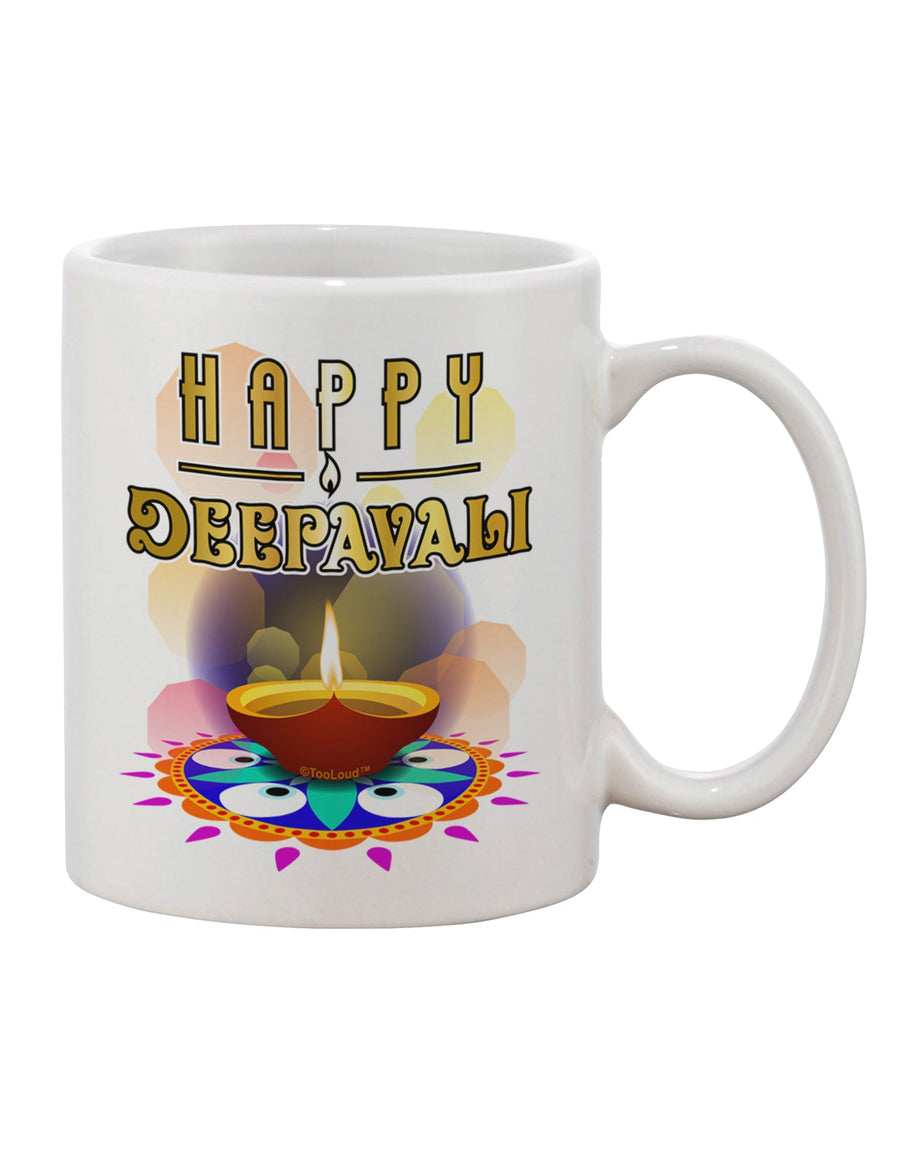 Elegant Deepavali Celebration - Exquisite Rangoli and Diya Printed 11 oz Coffee Mug by TooLoud-11 OZ Coffee Mug-TooLoud-White-Davson Sales