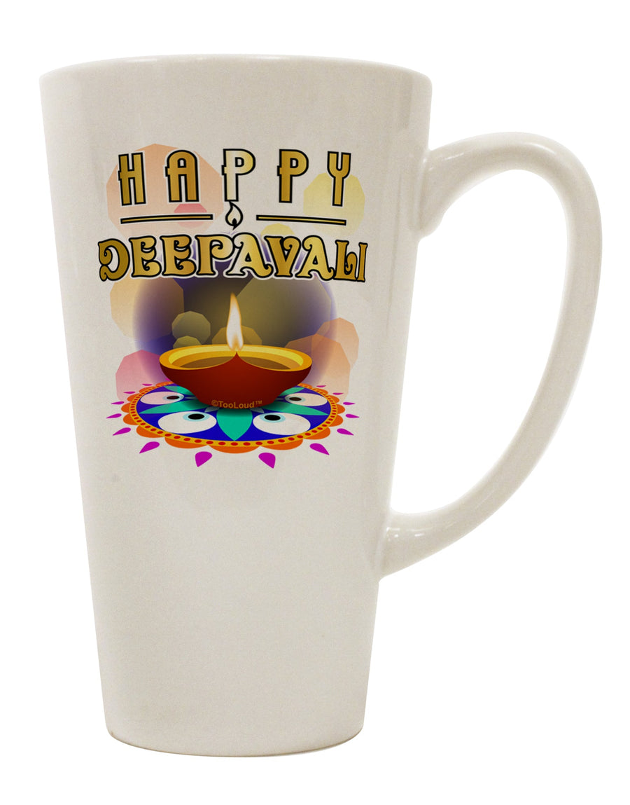 Elegant Deepavali Celebration - Rangoli and Diya 16 Ounce Conical Latte Coffee Mug by TooLoud-Conical Latte Mug-TooLoud-White-Davson Sales