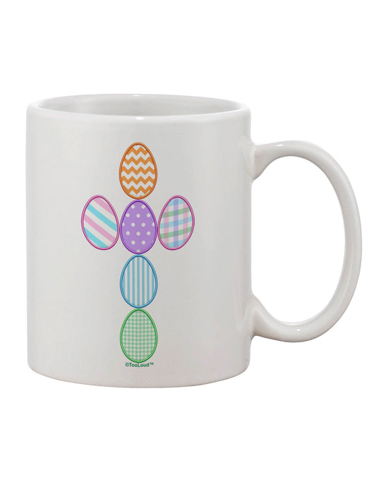 Elegant Easter Egg Cross Faux Applique Printed 11 oz Coffee Mug - TooLoud-11 OZ Coffee Mug-TooLoud-White-Davson Sales