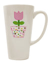 Elegant Easter Tulip Design - Pink 16 Ounce Conical Latte Coffee Mug - Expertly Crafted by TooLoud-Conical Latte Mug-TooLoud-White-Davson Sales